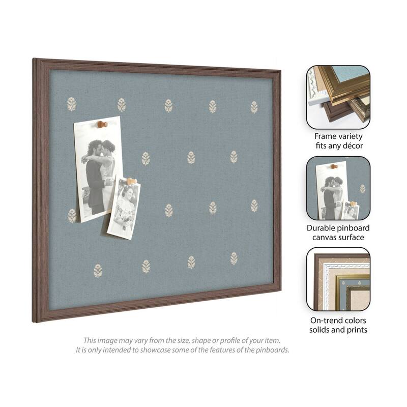 Kate and Laurel Pinboard Blue Botanical Block Print