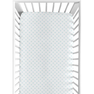 Blue and White Polka Dot Girl Fitted Crib Sheet - Watercolor Floral Shabby Chic Rose Flower Collection