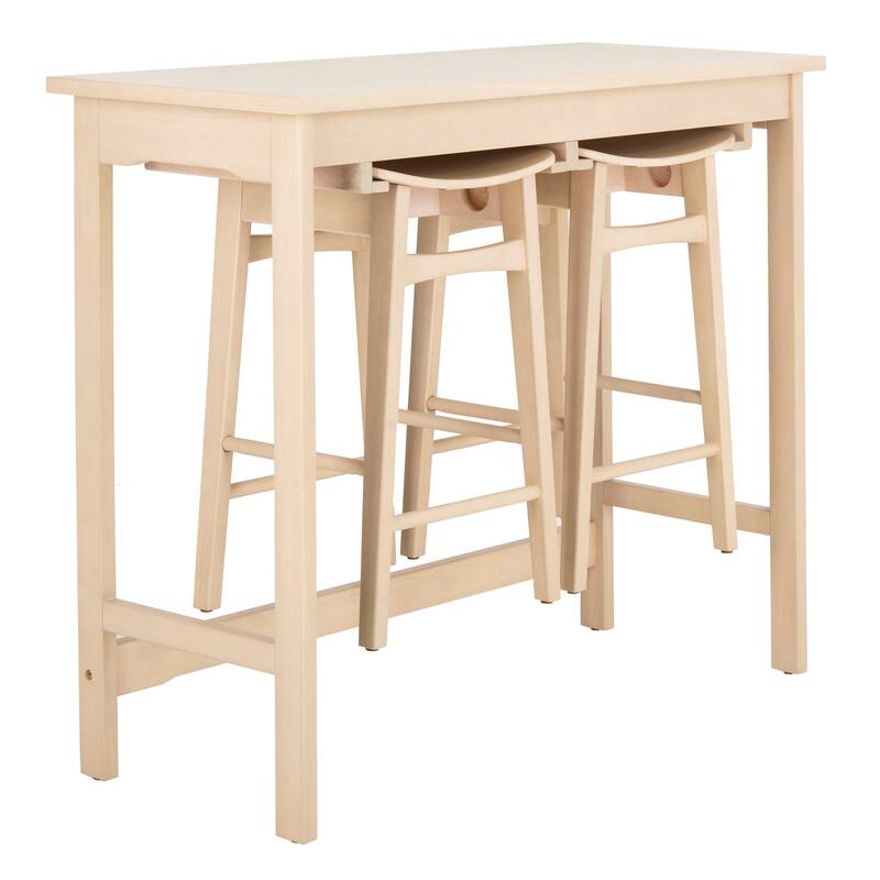 SAFAVIEH Neoma 3 Piece Pub Set - White Oak - 42.1" x 17.7" x 36.2" - 42Wx18Dx36H