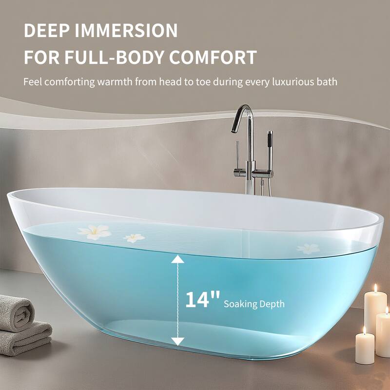 59" Glossy White Solid Surface Bathtub