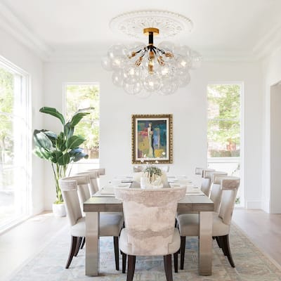 Contemporary Clear Glass Bubble Semi Flush Mount
