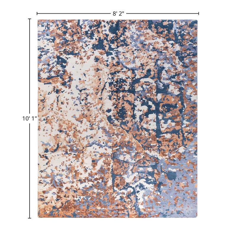 Modern One-of-a-Kind Hand-Knotted Area Rug - Ivory, 8' 2" x 10' 1" - 8' 2" x 10' 1"