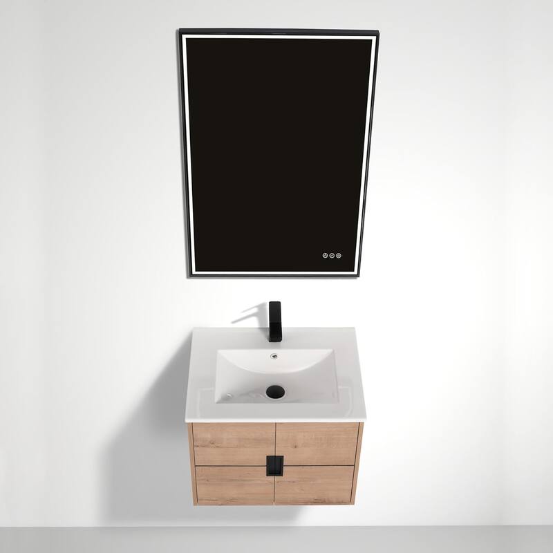Blossom Bathroom Vanity with Sink, All-Wood Wall-Mounted Floating