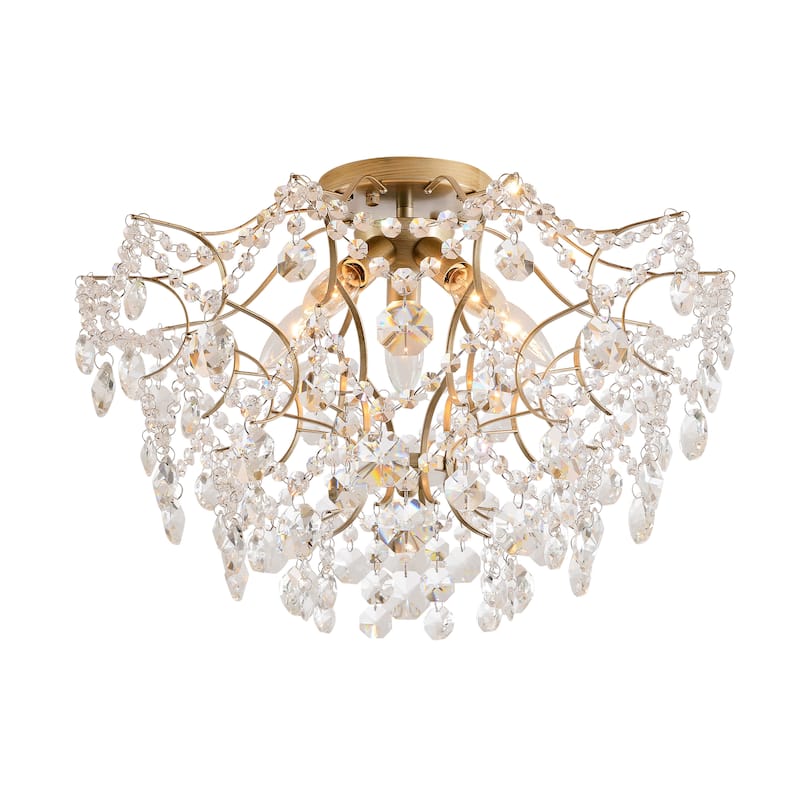 Dalia Brushed Silver-ish Champagne 5-Light Larger Crystal Flush Mount - 20 inches in diameter x 14 inches in height
