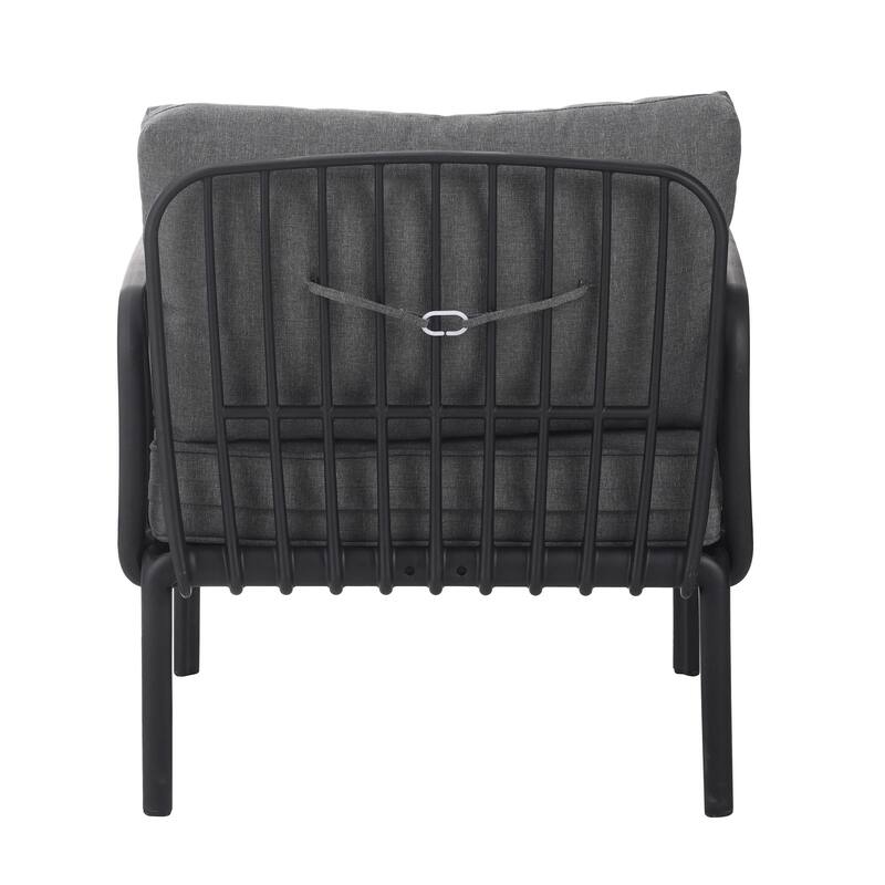 Black Gray Patio Chair Armchair Reading Chair Accent Chair with Cushion, Padded Chair Club Chair Reception Chair