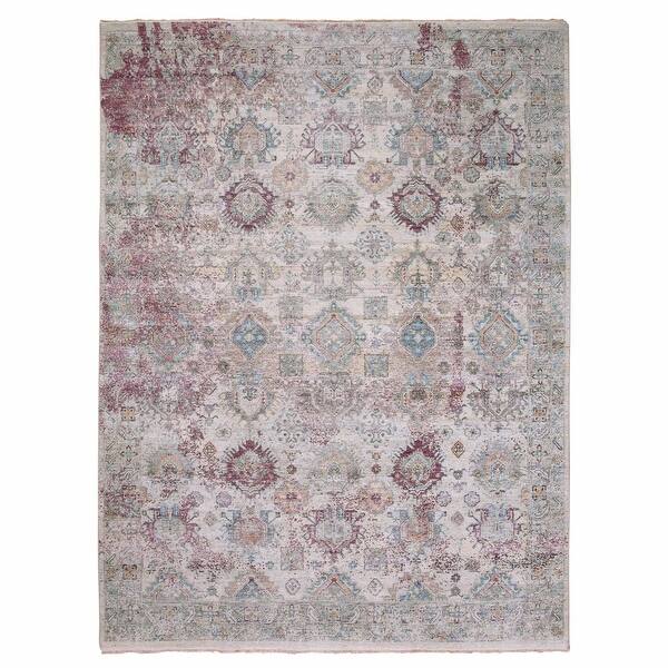 Shahbanu Rugs Stone Washed Hand Knotted Caucasian Gul Motifs Zero Pile ...