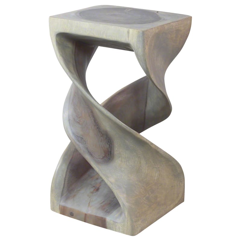 Haussmann® Wood Double Twist Stool Table 12 in SQ x 23 in H Grey Oil - 12 x 12 x 23