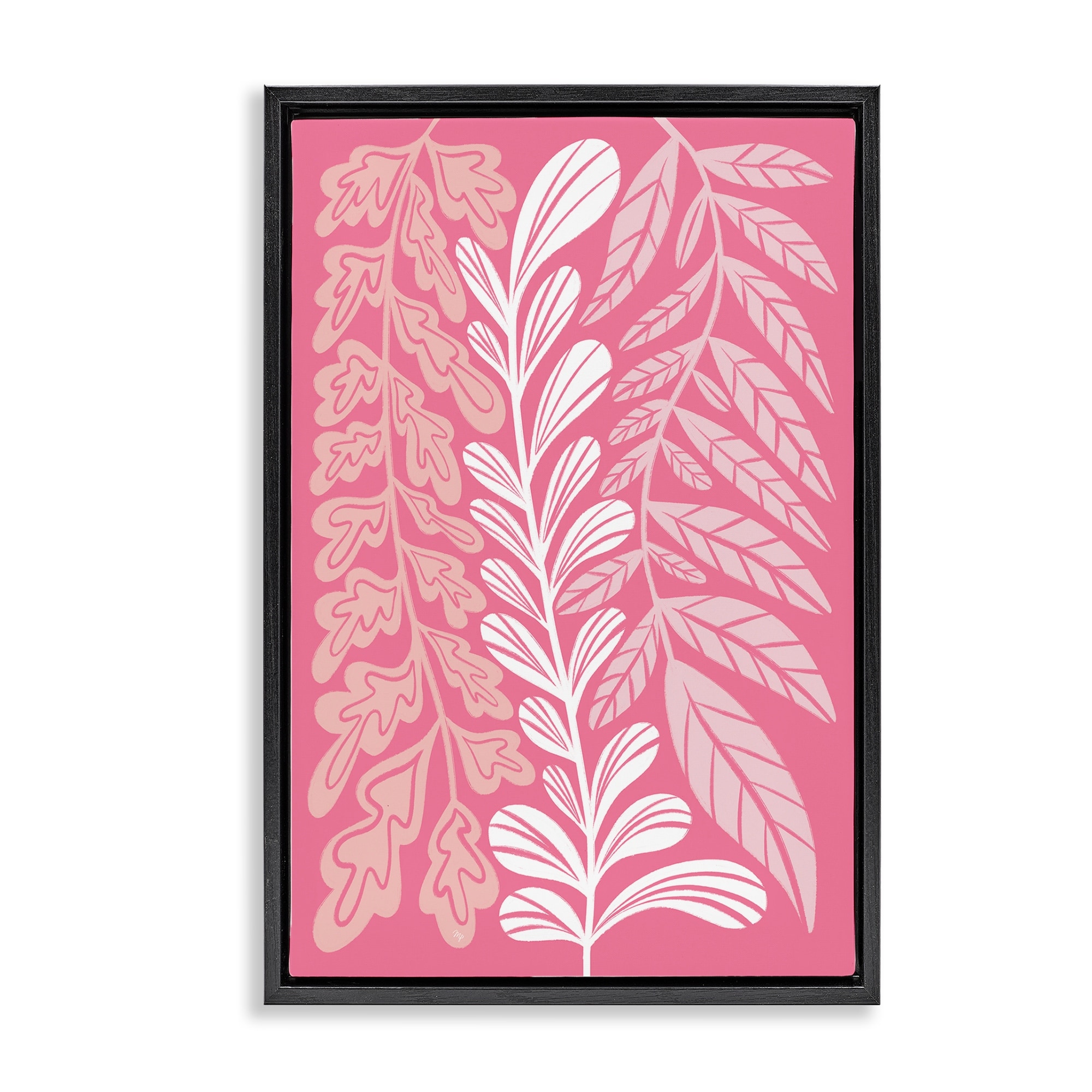 Stupell Peach Pink Long Plants Framed Floater Canvas Wall Art Design By Martina Pavlova