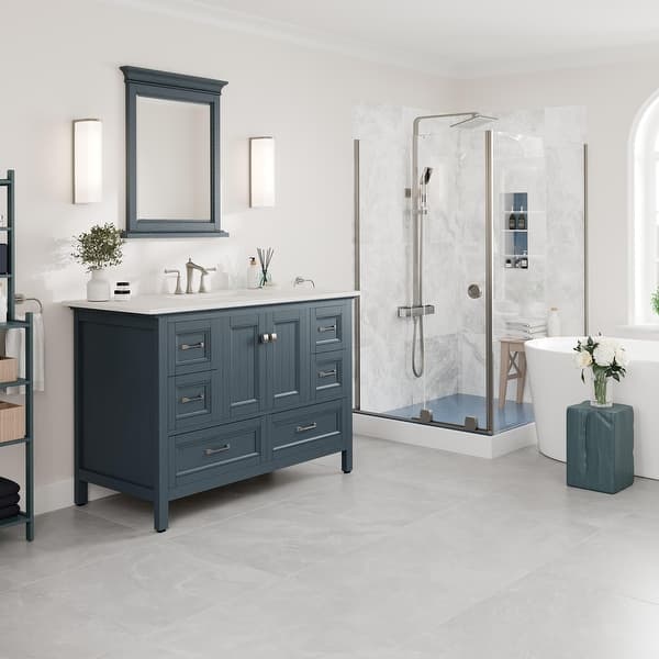 Britney 60 in. W x 22 in. D x 34 in. H Double Bath Vanity in Ash Blue with White Carrara Marble Top with White Sinks