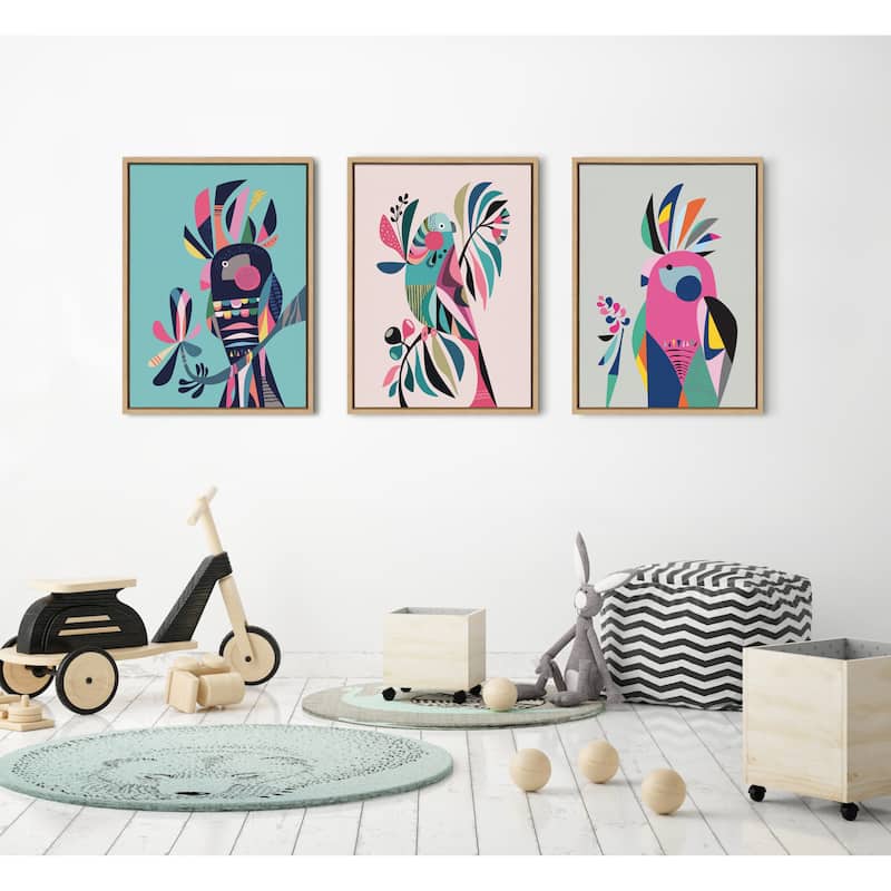 Kate and Laurel Sylvie Cockatoo Framed Canvas by Rachel Lee