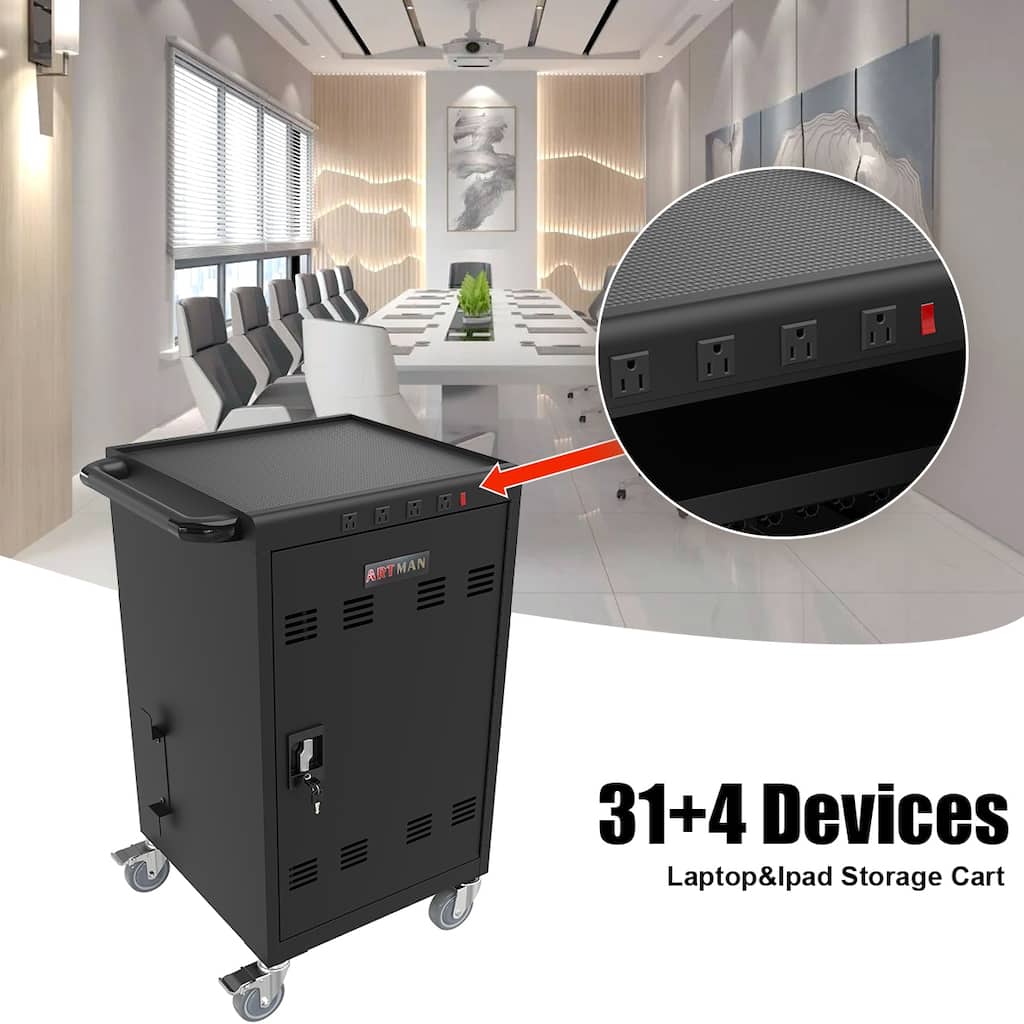 Mobile Charging Cart and Cabinet for Tablets Laptops