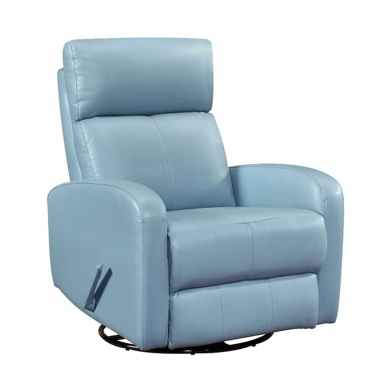 Creek 31.5" Leather Manual Swivel Glider Recliner - 360-Degree Swivel - Blue