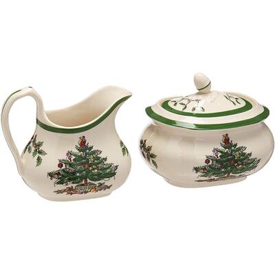 Spode Christmas Tree Sugar and Creamer Set - Sugar 16 oz. / Creamer 8 oz.