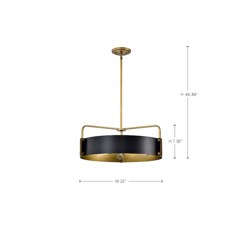 Altos 5 Light Large Pendant - Matte Black and Natural Brass Finish