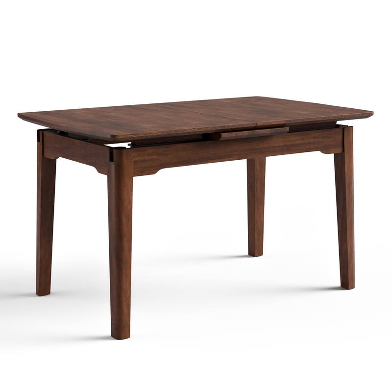 Furniture of America Abigail VIII Mid-Century Modern Rich Walnut Extendable Self-Storing 64-inch Dining Table
