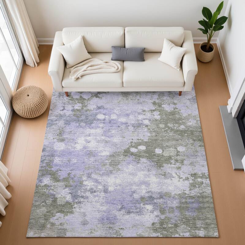 Premium Washable Super Soft Abstract Contemporary Mayfield Rug - Lavender - 2'6" x 3'10"