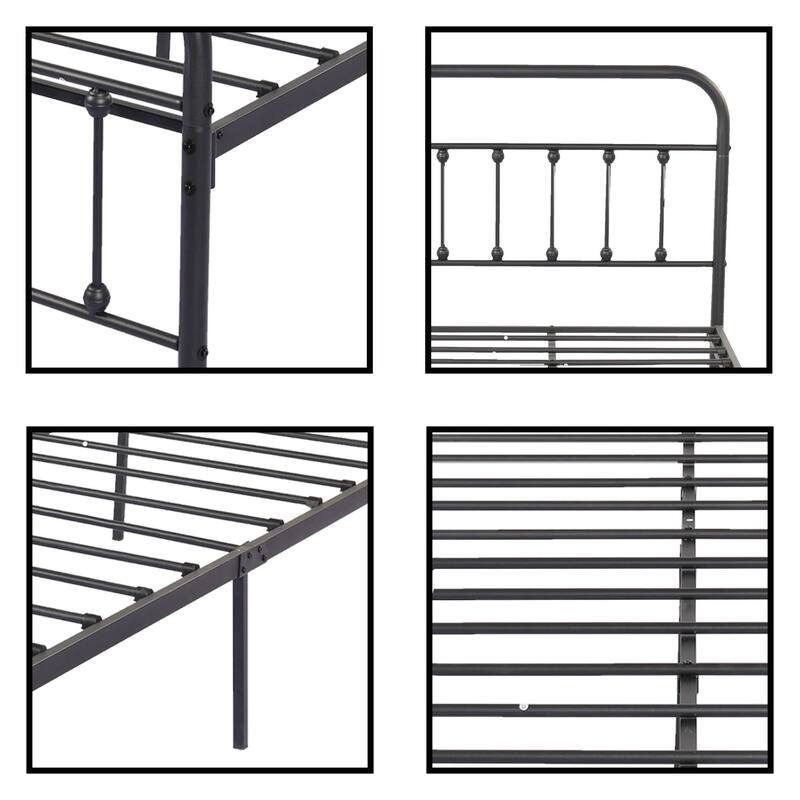 Alazyhome Simple Vintage Metal Platform Bed Frame, Easy-Assembly