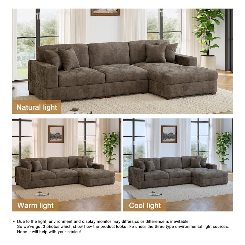 Oversized Modern Chenille Modular Sectional Sofa with Chaise