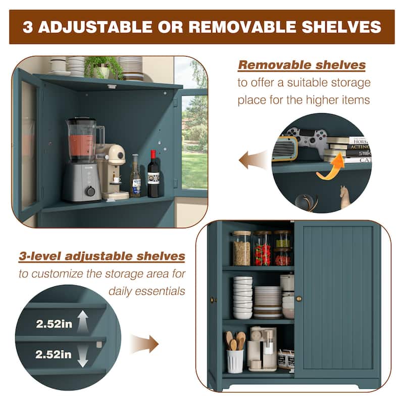 VEIKOUS 71 "Tall Corner Cabinet Storage with Doors and Adjustable Shelves