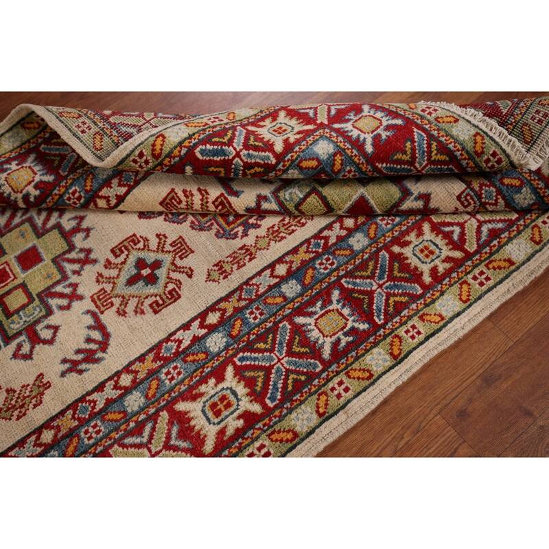 Kazak Oriental Accent Rug Handmade Beige Wool Carpet - 3'4" x 5'1"