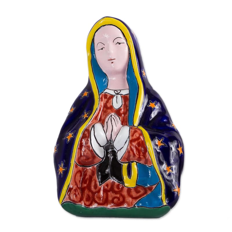 Novica Handmade Praying Mary Ceramic Wall Sculpture