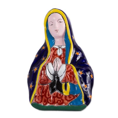 Novica Handmade Praying Mary Ceramic Wall Sculpture