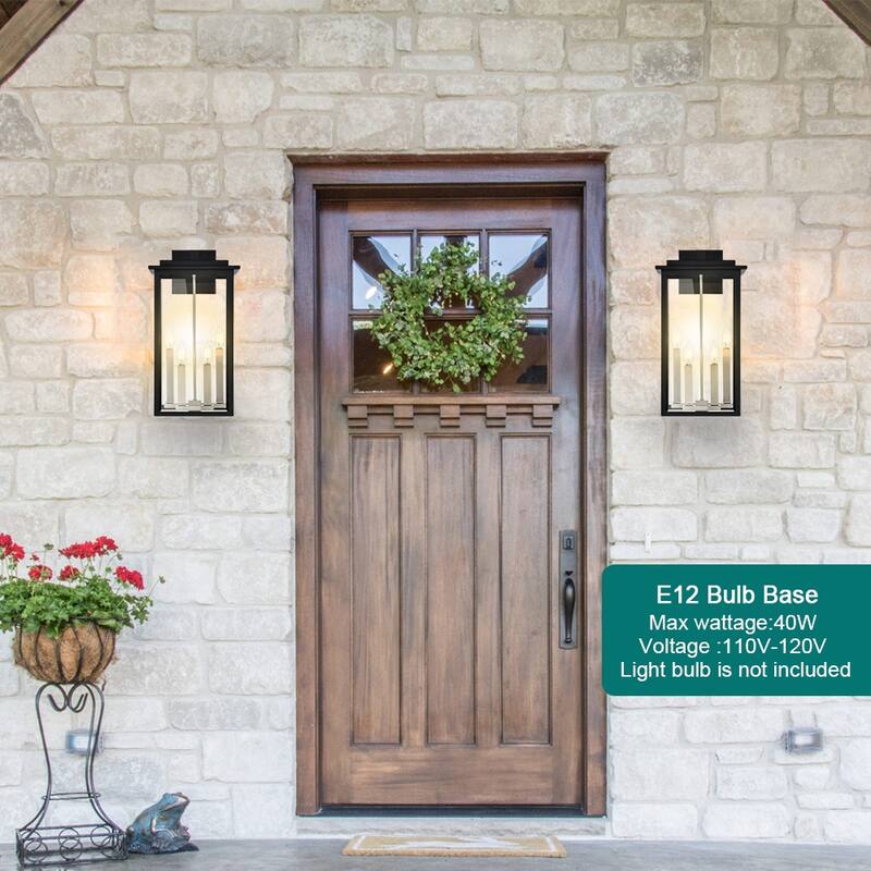 Outdoor Light Fixutre Farmhouse Wall Lantern Sconce with Clear Glass