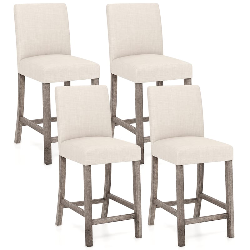Gymax 4PCS 24.5'' Counter Height Bar Stools Modern Fabric Upholstered - Beige