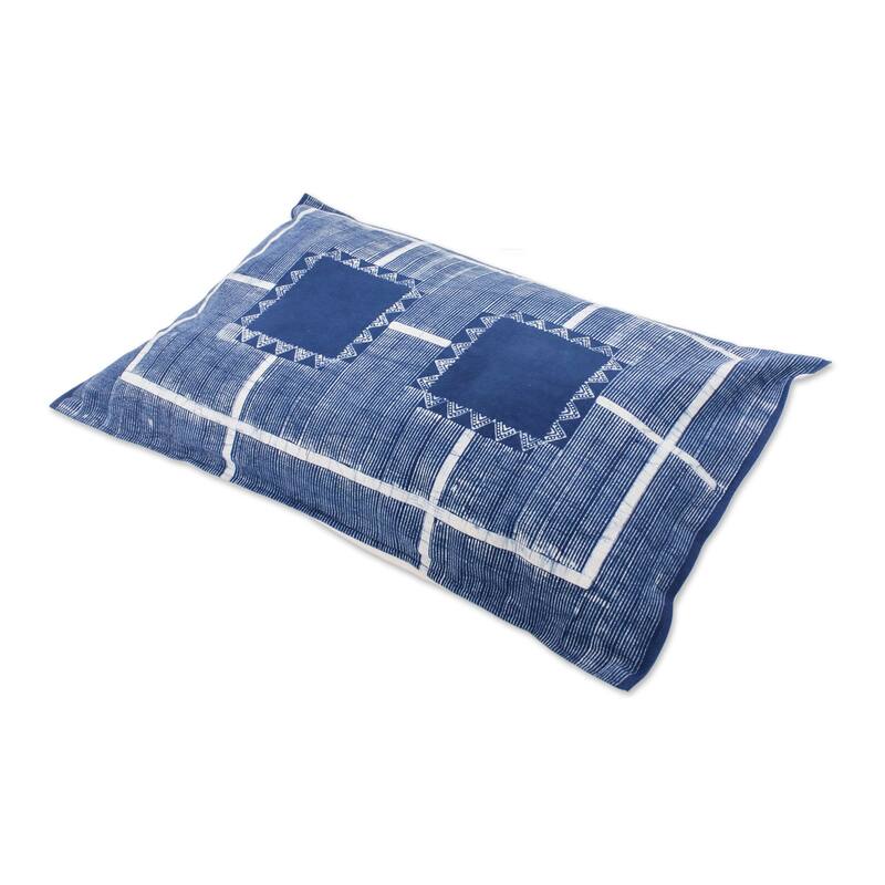 Novica Handmade Energetic Stripes Batik Cotton Sham