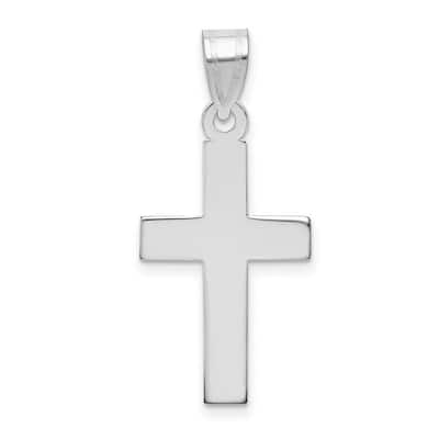 Curata 14k White Gold 18" Flat Engravable Polished Cross Necklace - 21x14mm