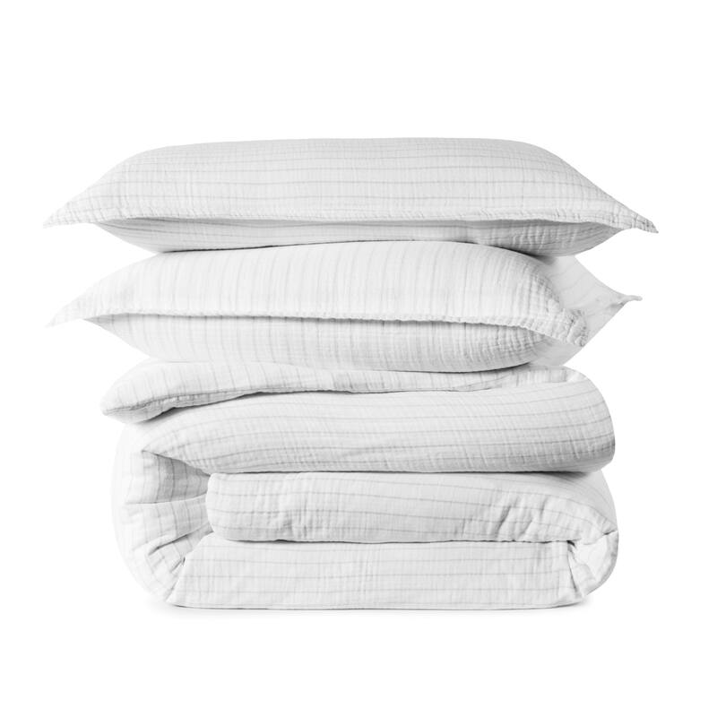 Airply Stripe King Set - White /Gray