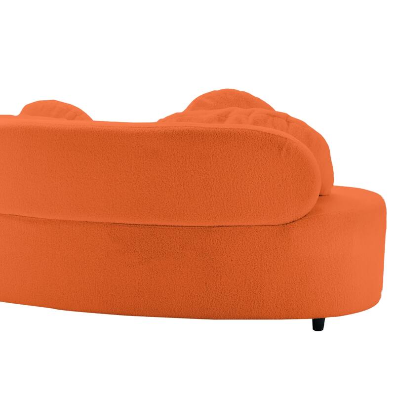 103.5" Lamb Velvet Armless Sectional Sofa with 6 Pillows