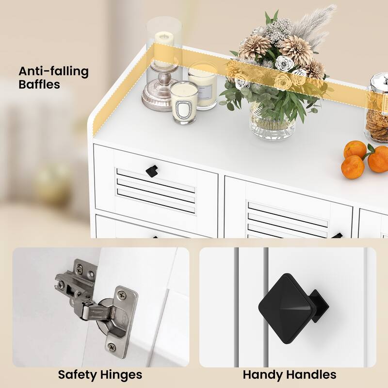 Gymax 63'' Buffet Cabinet w/ Storage 3 Doors & 3 Drawers Anti-Tipping