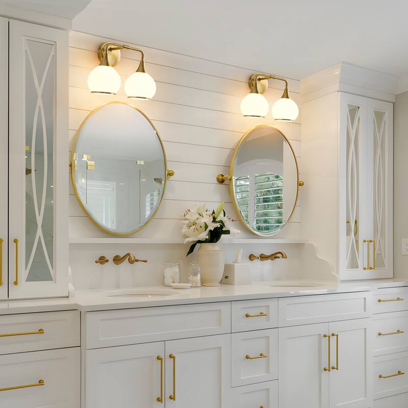 Modern Vanity Lights Dimmable Bathroom Light Fixtures with Glass Shade