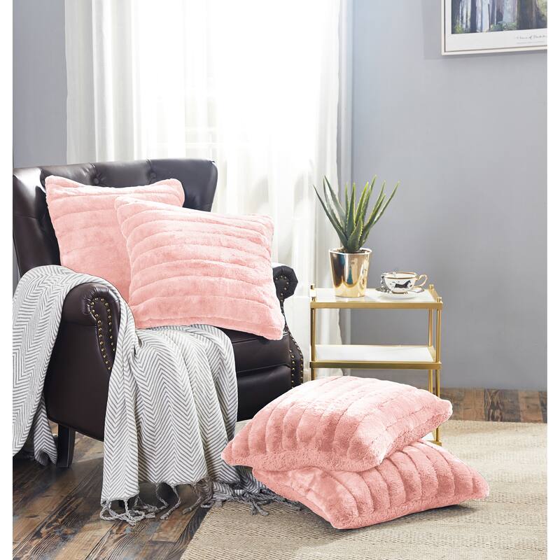 Supermink Soft Solid Throw Pillow Covers Set of 4, NO INSERT - Soft Pink