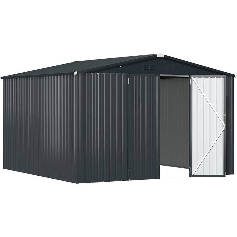 AECOJOY Outdoor Extra Large Storage Metal Shed with Lockable Doors