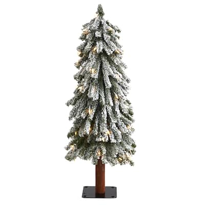 3ft. Flocked Grand Alpine Artificial Christmas Tree with 50 Clear Lights & 193 Branches on Trunk - Petite Winter X-Mas Tree