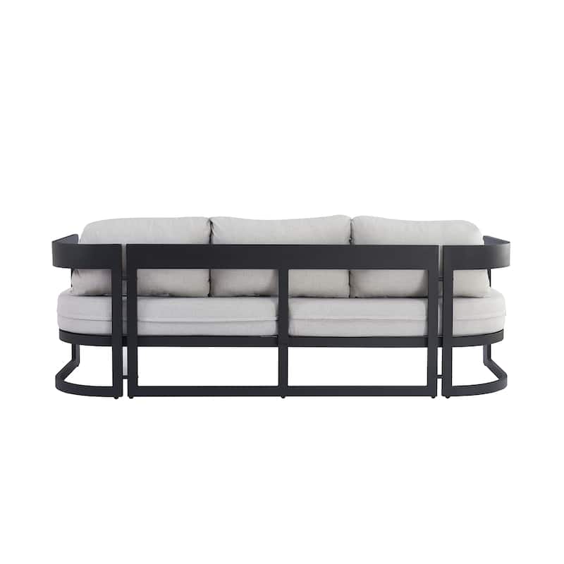 Christopher Knight Home - Elvis Modern Outdoor Aluminum 3 Seater Sofa with Fade-Resistant Cushions