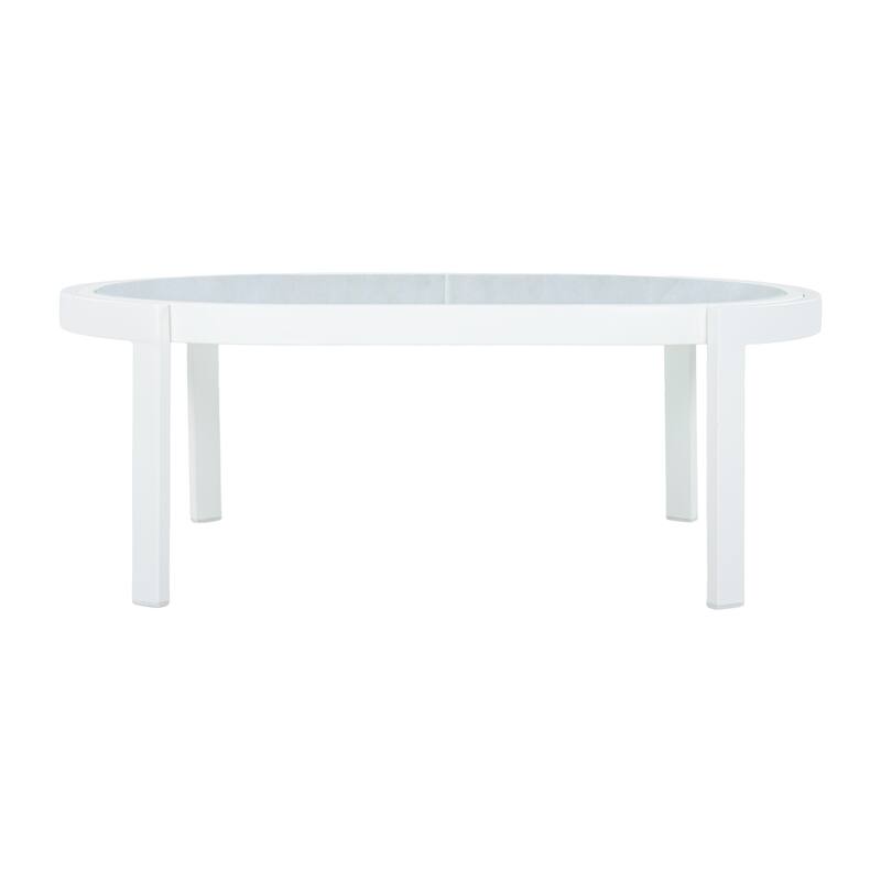 Christopher Knight Home - Aurelia Modern Aluminum Outdoor Oval Coffee Table with Tempered Glass Top