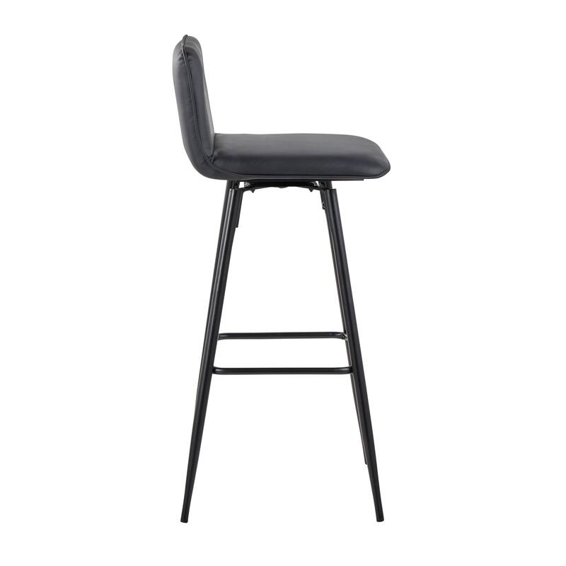 Porch & Den Kerby 30" Fixed-Height Swivel Bar Stool with Metal Legs & Square Footrest (Set of 2)