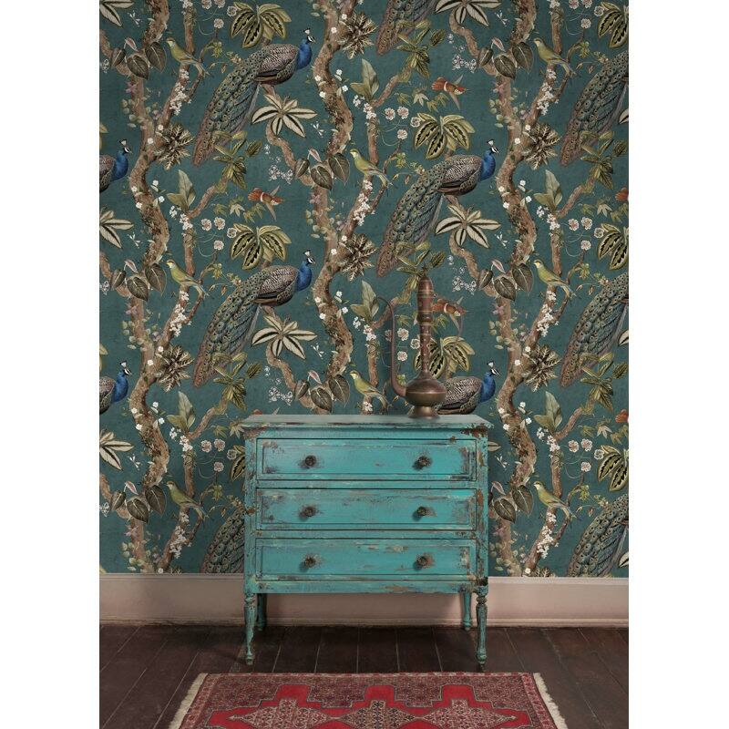 Cassia Peacock Non-Pasted Wallpaper - Covers 56 Square Feet
