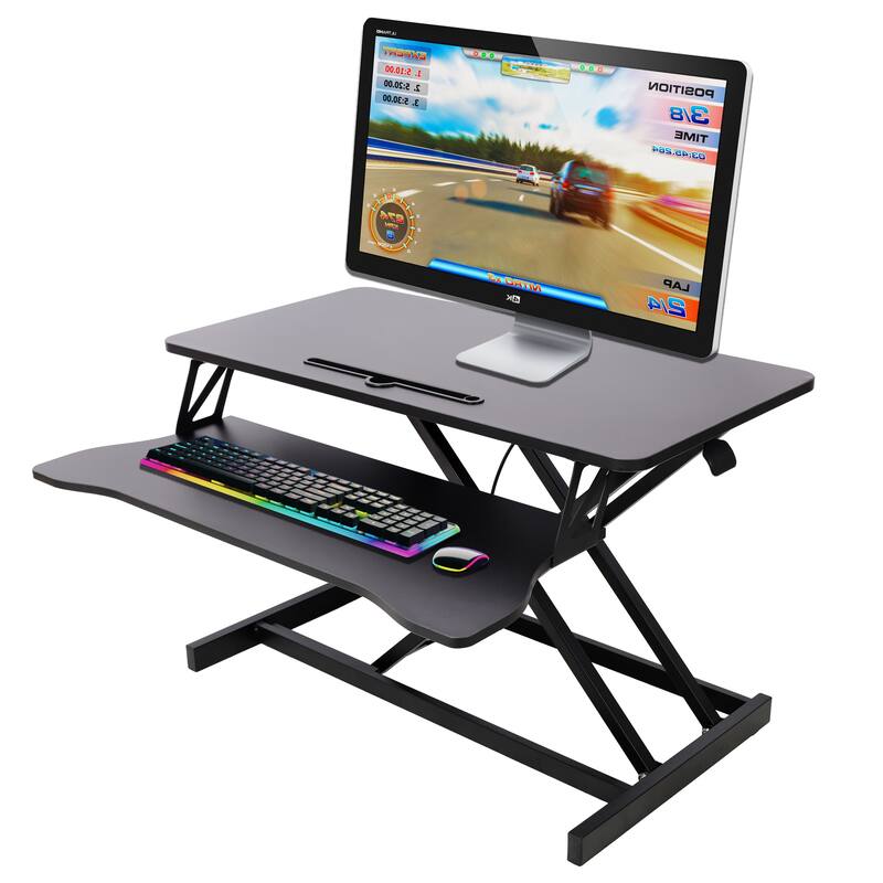 Anmytek Adjustable Height Standing Laptop Desk with Keyboard Tray Black - Black