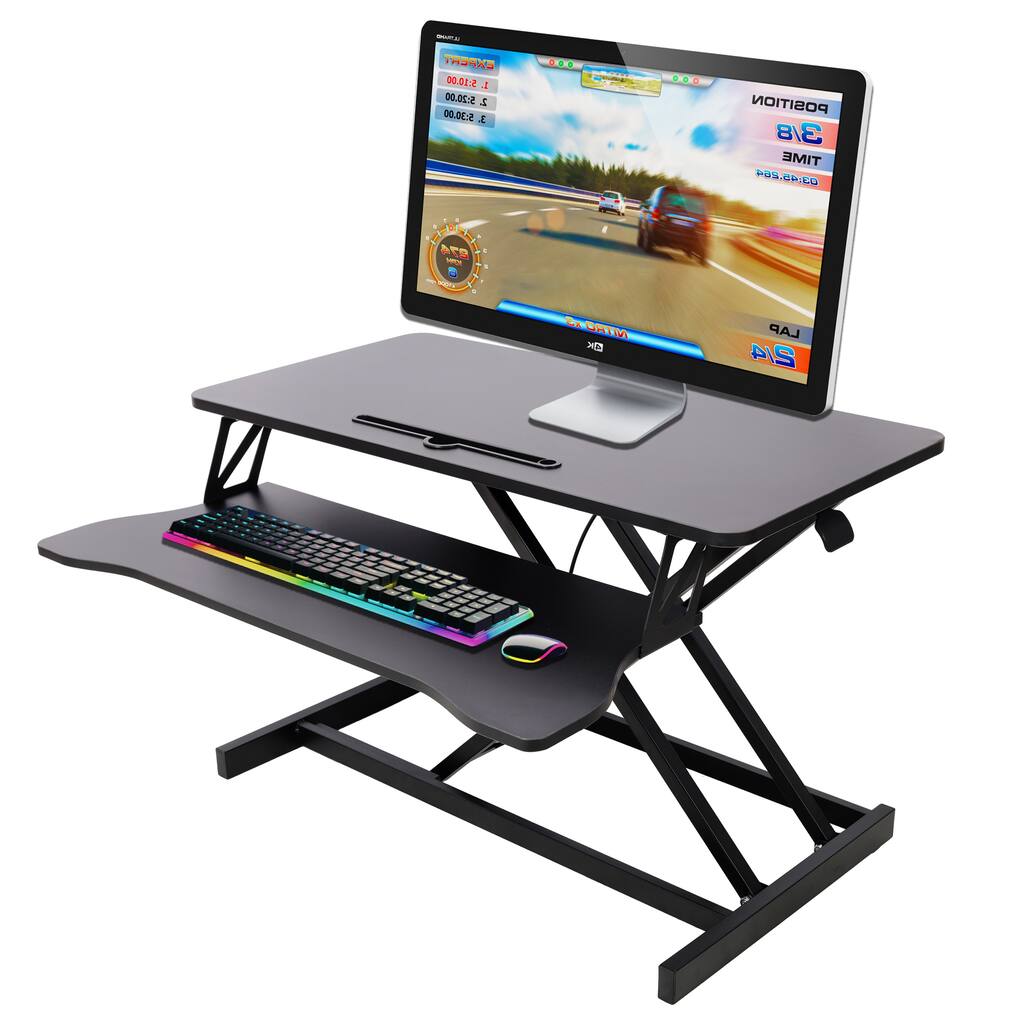 Anmytek Adjustable Height Standing Laptop Desk with Keyboard Tray Black