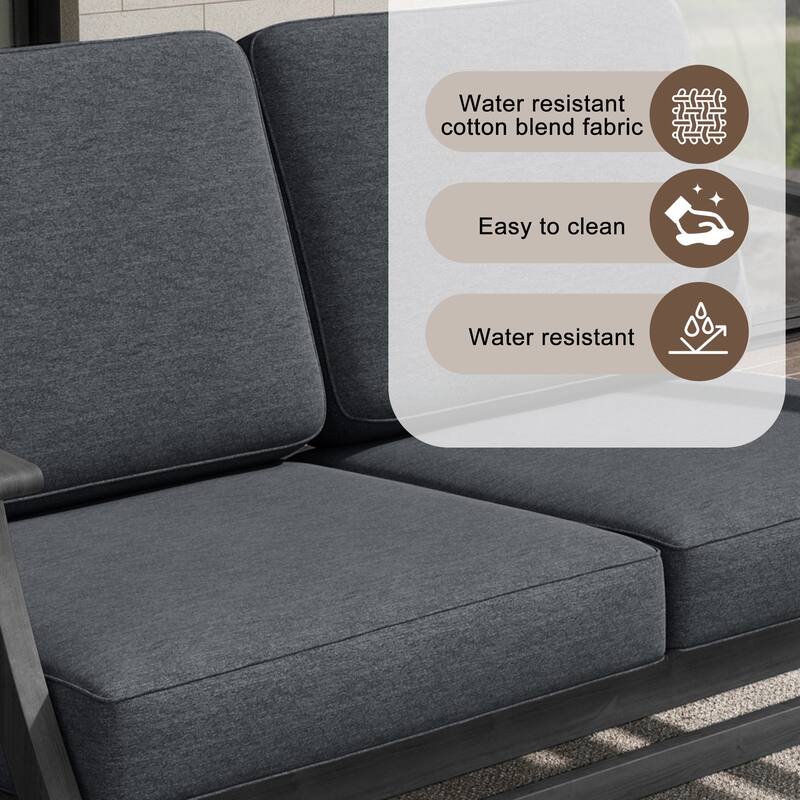 Teak Outdoor Patio Seating Set with Loveseat, Chairs and Tables (5-Piece)