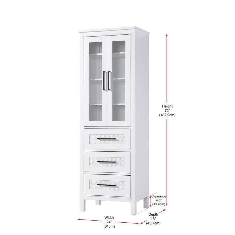 Winslow 16-28 Inch Bath Storage Glass Cabinet
