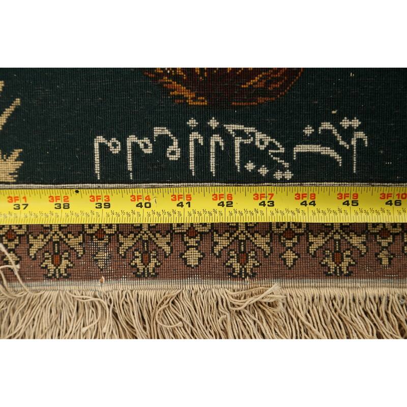 Vegetable Dye Pictorial Tabriz Persian Area Rug Handmade Wool Carpet - 1'7" x 2'1" Square