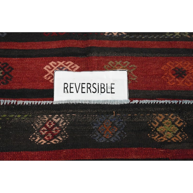 Hand Woven Oriental 100% Wool Carpet Southwestern Tribal Multi-Colored Kilim Area Rug - 9' 6'' X 5' 10''