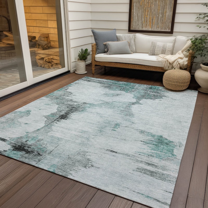 Machine Washable Indoor/ Outdoor Chantille Abstract Cloud Rug