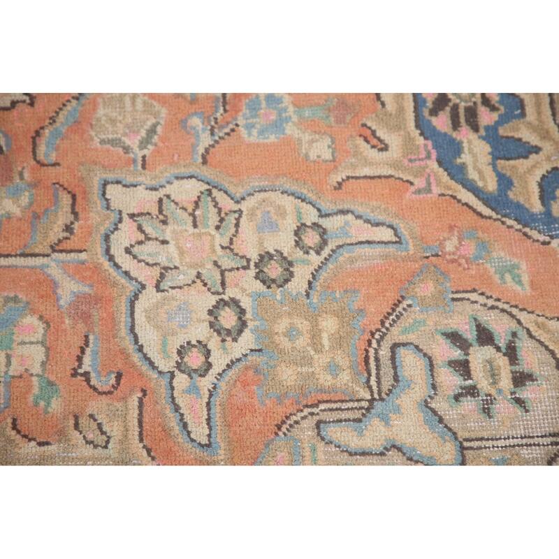 Hand Knotted Oriental 100% Wool Carpet Traditional Floral Oranges & Rust Mashad Area Rug - 11' 2'' X 8' 1''