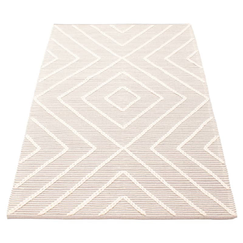 ECARPETGALLERY Braid weave Sienna Grey Wool Rug - 4'9 x 8'2
